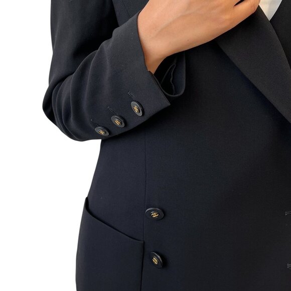 CHANEL Vintage 94P CC Mark Logo Jacket Button Black Gold Long Sleeve [106370] - Picture 3 of 12